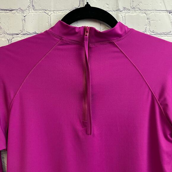 Athleta Purple Athletic Mock Neck Zip Up Back Long Sleeve Shirt Large Workout - Picture 4 of 9